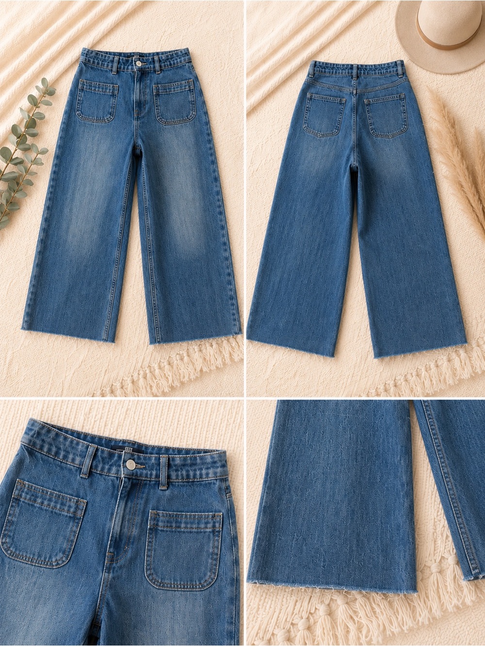 Free Assembly Wide Leg Crop Jeans | Patch Pocket Denim | 4